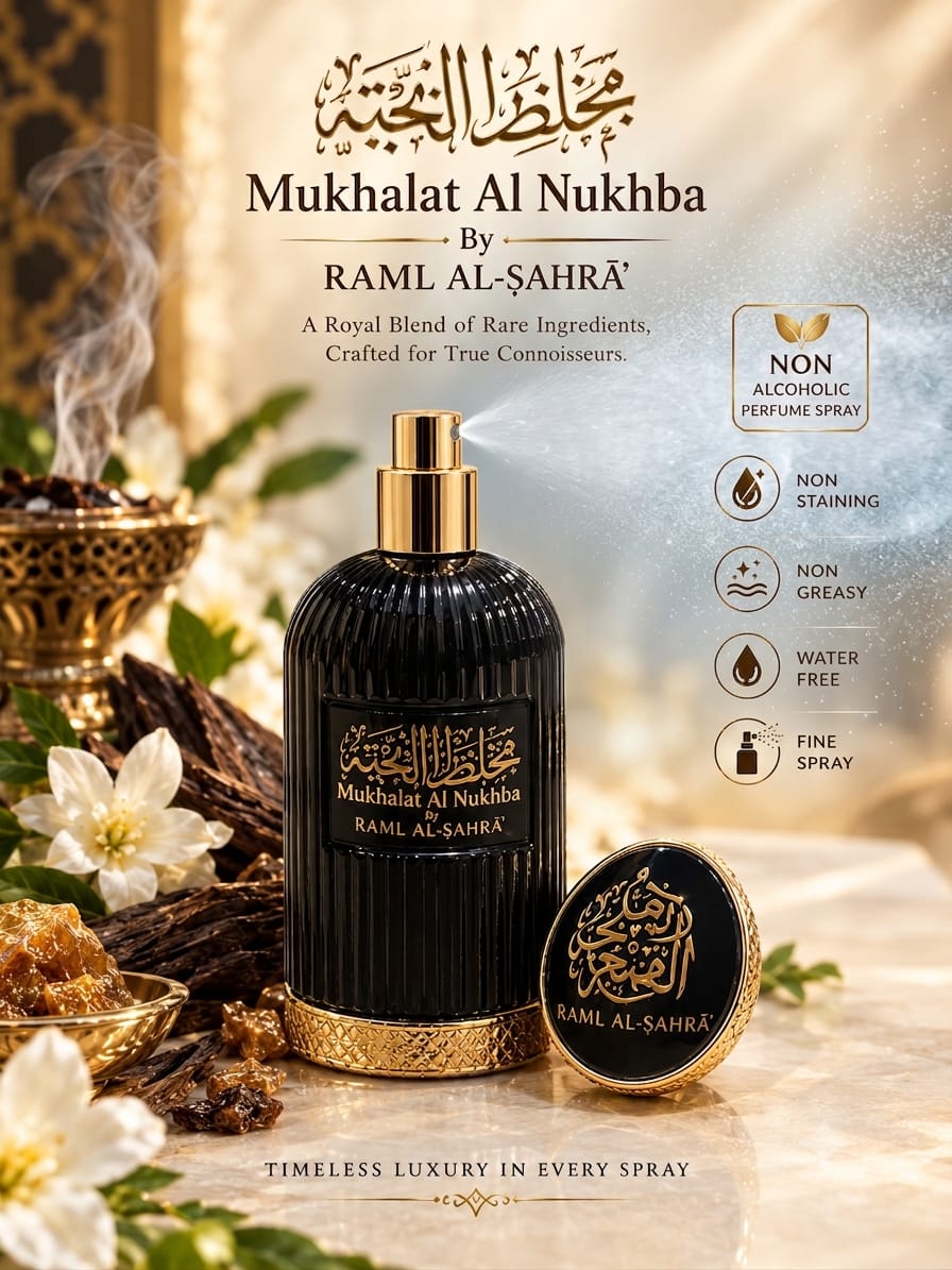 𝗠𝗨𝗞𝗛𝗔𝗟𝗔𝗧 𝗔𝗟 𝗡𝗨𝗞𝗛𝗕𝗔 Non-Alcoholic Perfume Spray 50ml مُخَلَّطُ النُّخْبَة