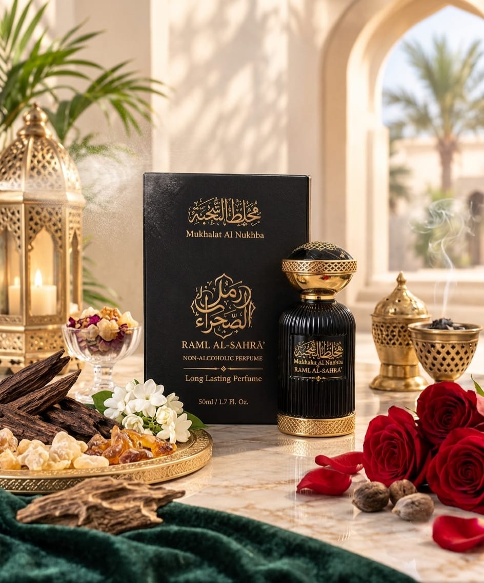 𝗠𝗨𝗞𝗛𝗔𝗟𝗔𝗧 𝗔𝗟 𝗡𝗨𝗞𝗛𝗕𝗔 Non-Alcoholic Perfume Spray 50ml مُخَلَّطُ النُّخْبَة